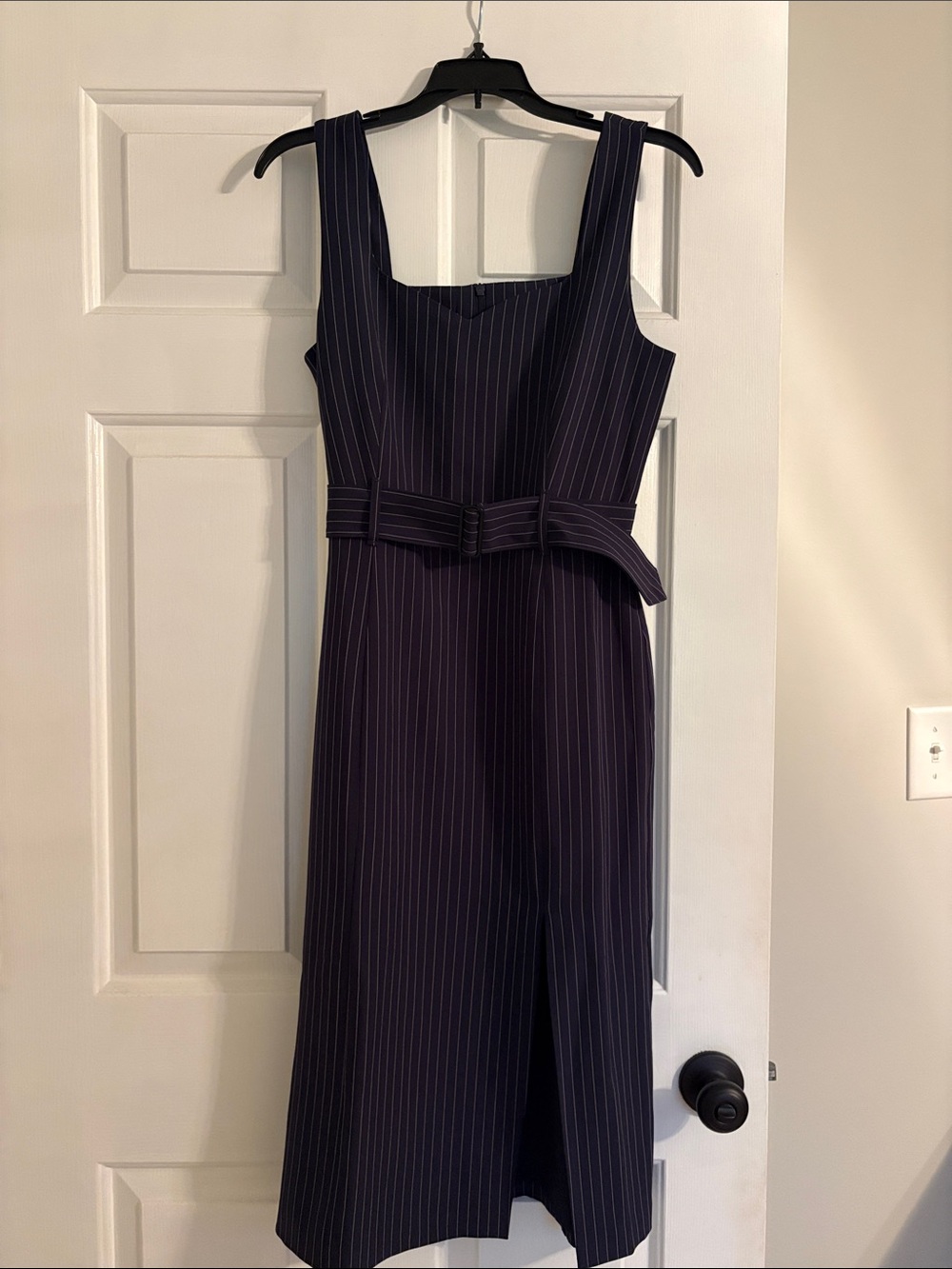 NWT Banana Republic Navy Pinstripe Midi Dress with Belt